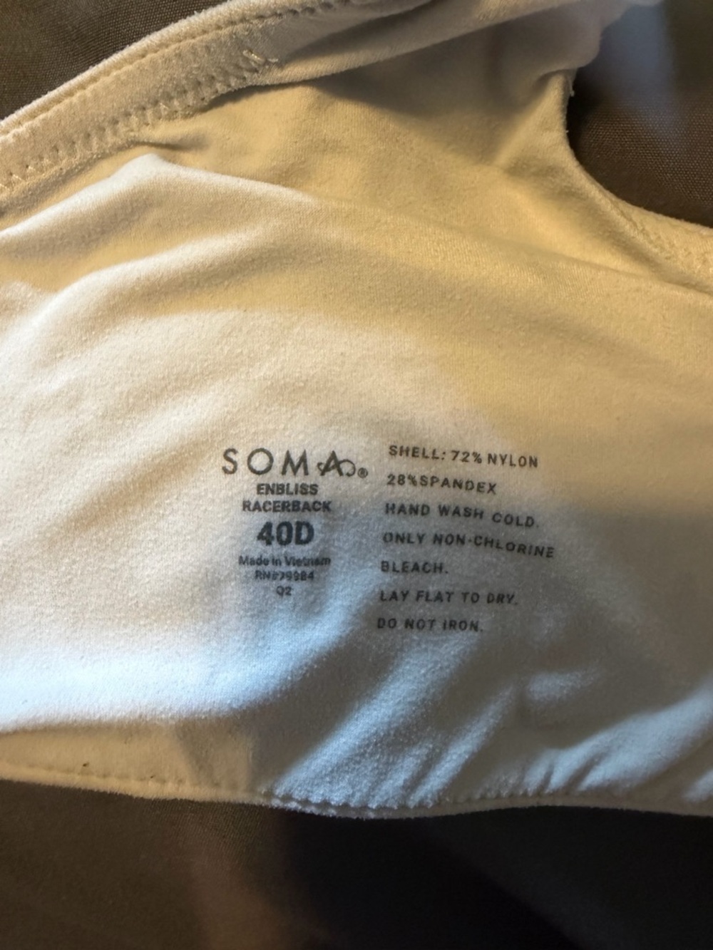 Soma Enbliss Racerback Bra in Cream